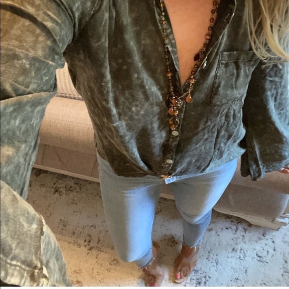 Chaser Vintage Forest Green/Smoke Blk Button Down - Picture 4 of 6